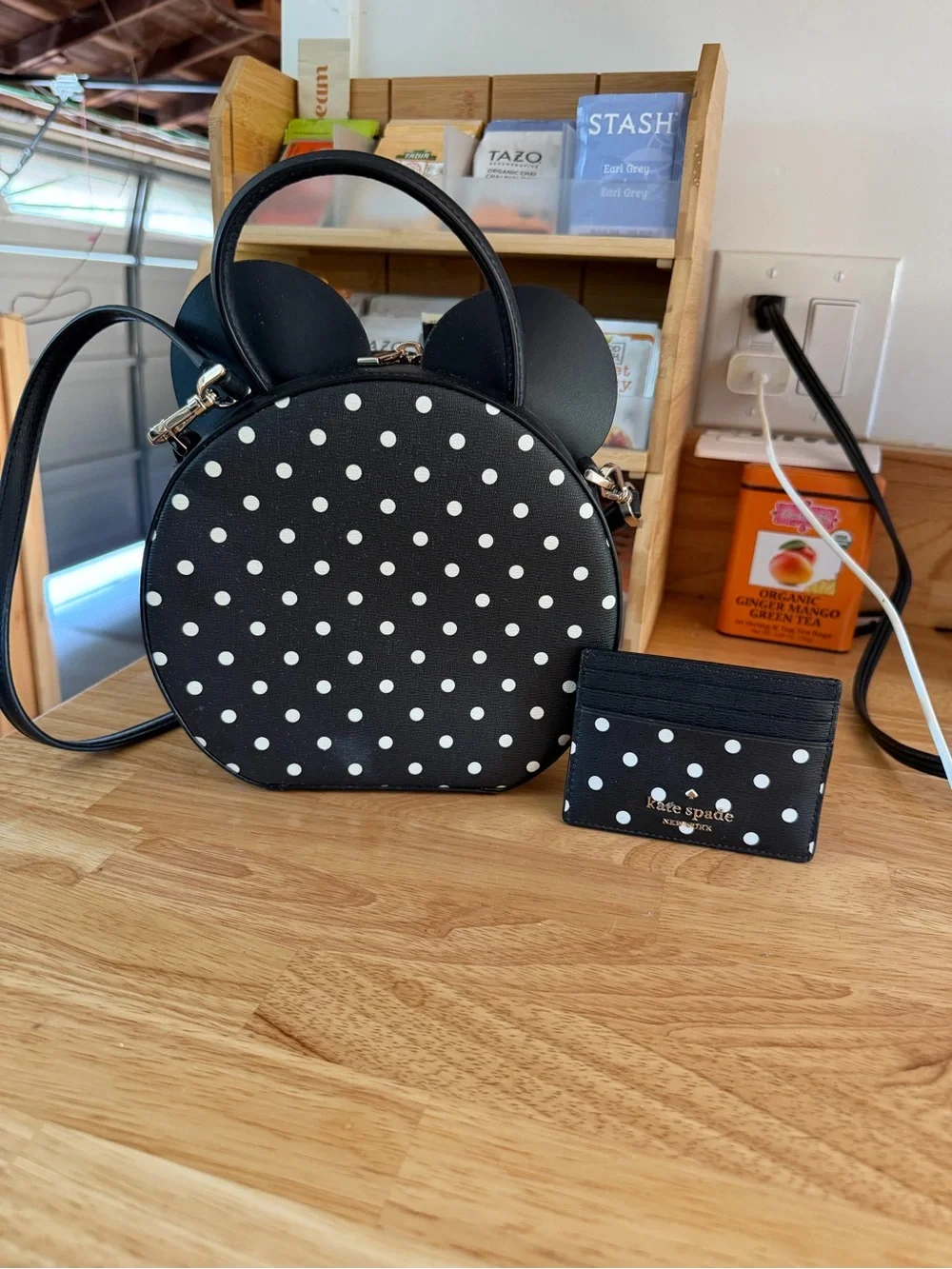 kate spade Black Polka Dot Minnie Bow Backpack & Cardholder Set